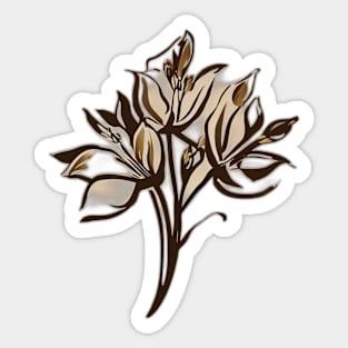 Elegant Golden Lily Flower on Black Background No. 943 Sticker